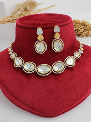 Sharanya Bib Necklace Set-Metallic