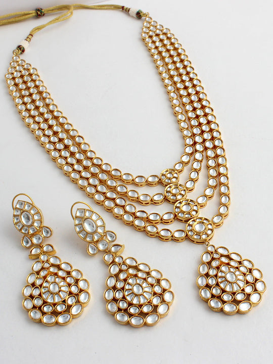 Sanvika Long Necklace Set-White