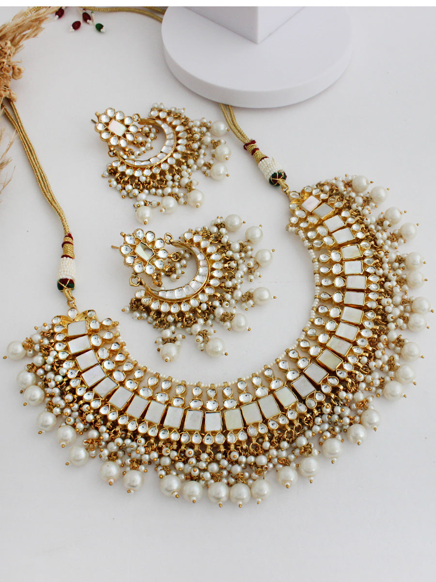 Mirika Bib Necklace Set-Ivory