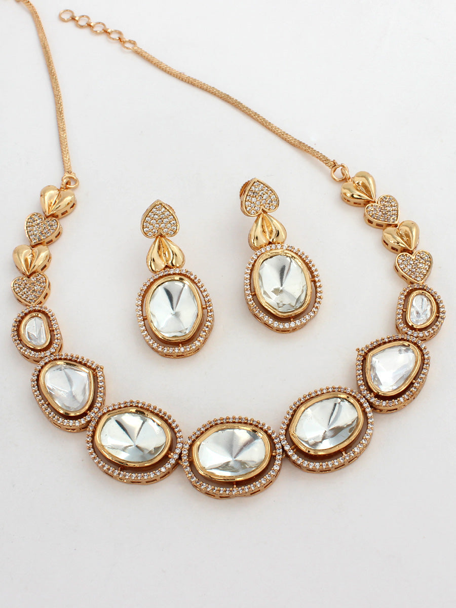 Sharanya Bib Necklace Set-Rose Gold