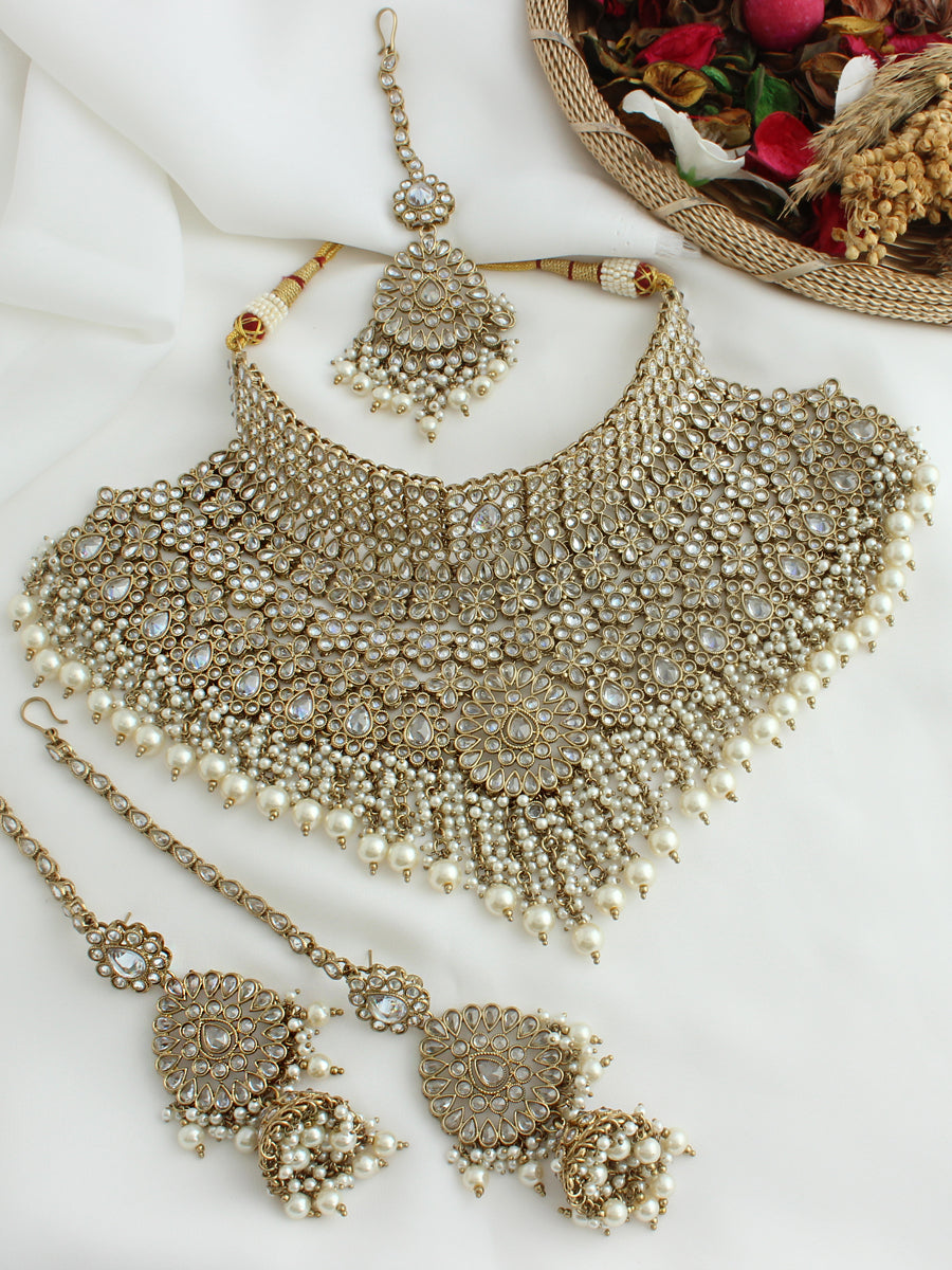 Tamanna Necklace Set-White