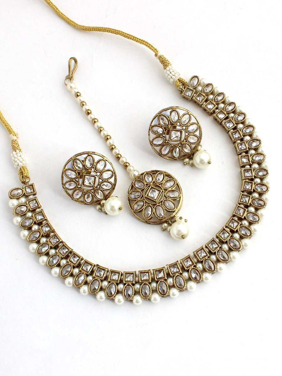 Mishali Necklace Set-White