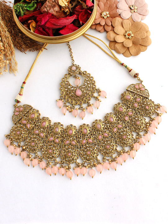 Jasmine Necklace & Tikka-Pastel Pink