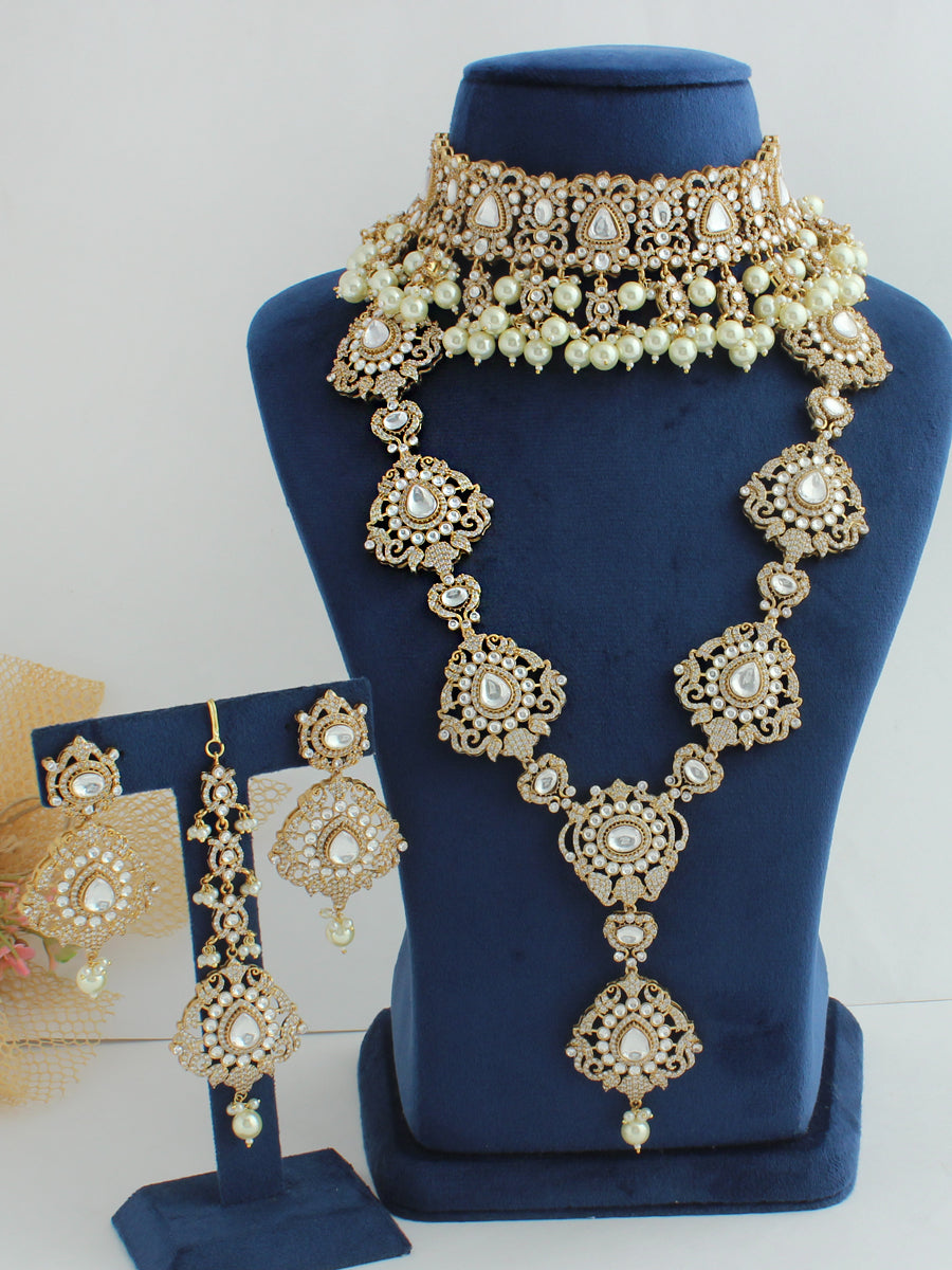 Manushi Layered Necklace Set-White