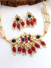 Vandna Choker Necklace Set-Multicolor