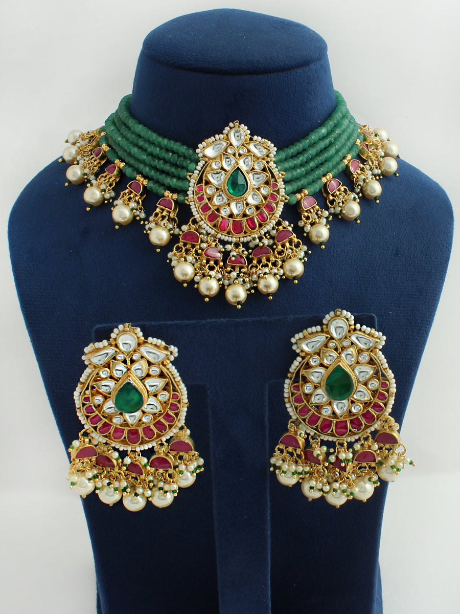 Multan Choker Necklace Set-Multicolor