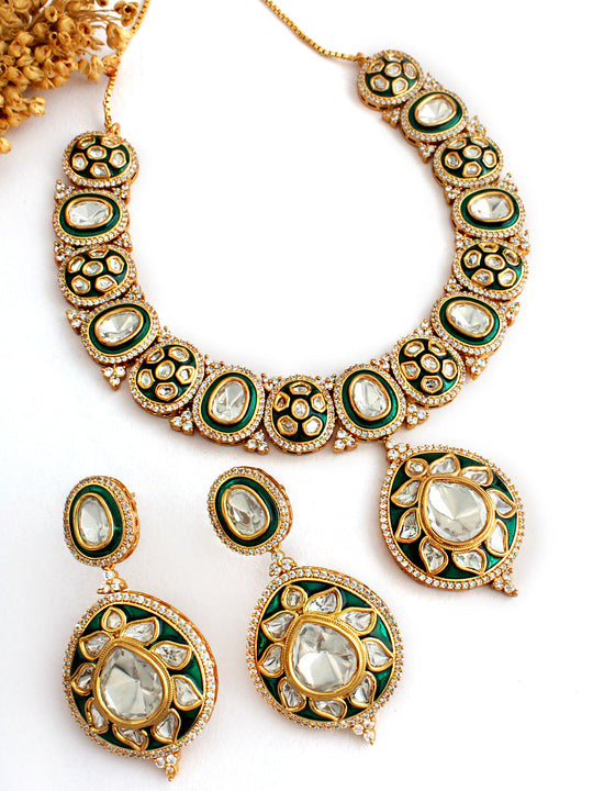 Nirvika Necklace Set-Green