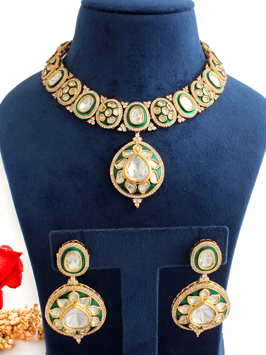 Nirvika Necklace Set-Green