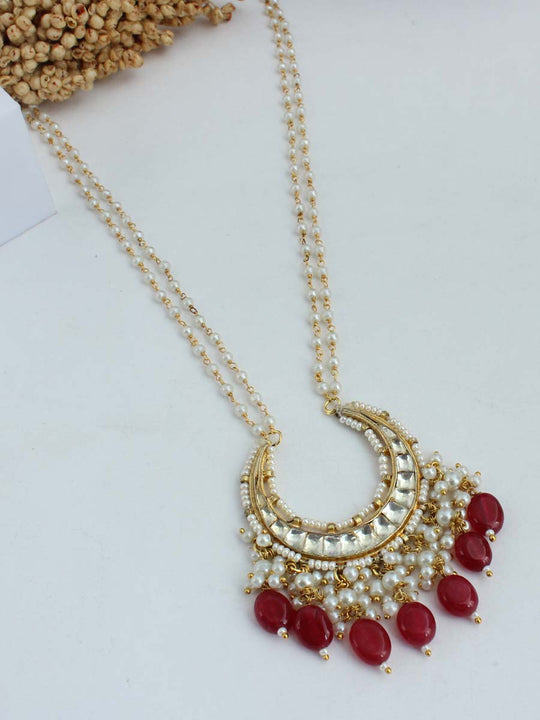 Anshika Long Necklace-Maroon