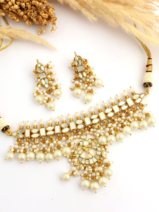 Aavya Choker Necklace Set - Ivory