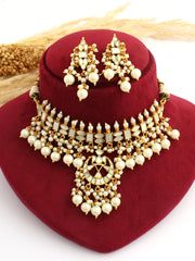 Aavya Choker Necklace Set - Ivory