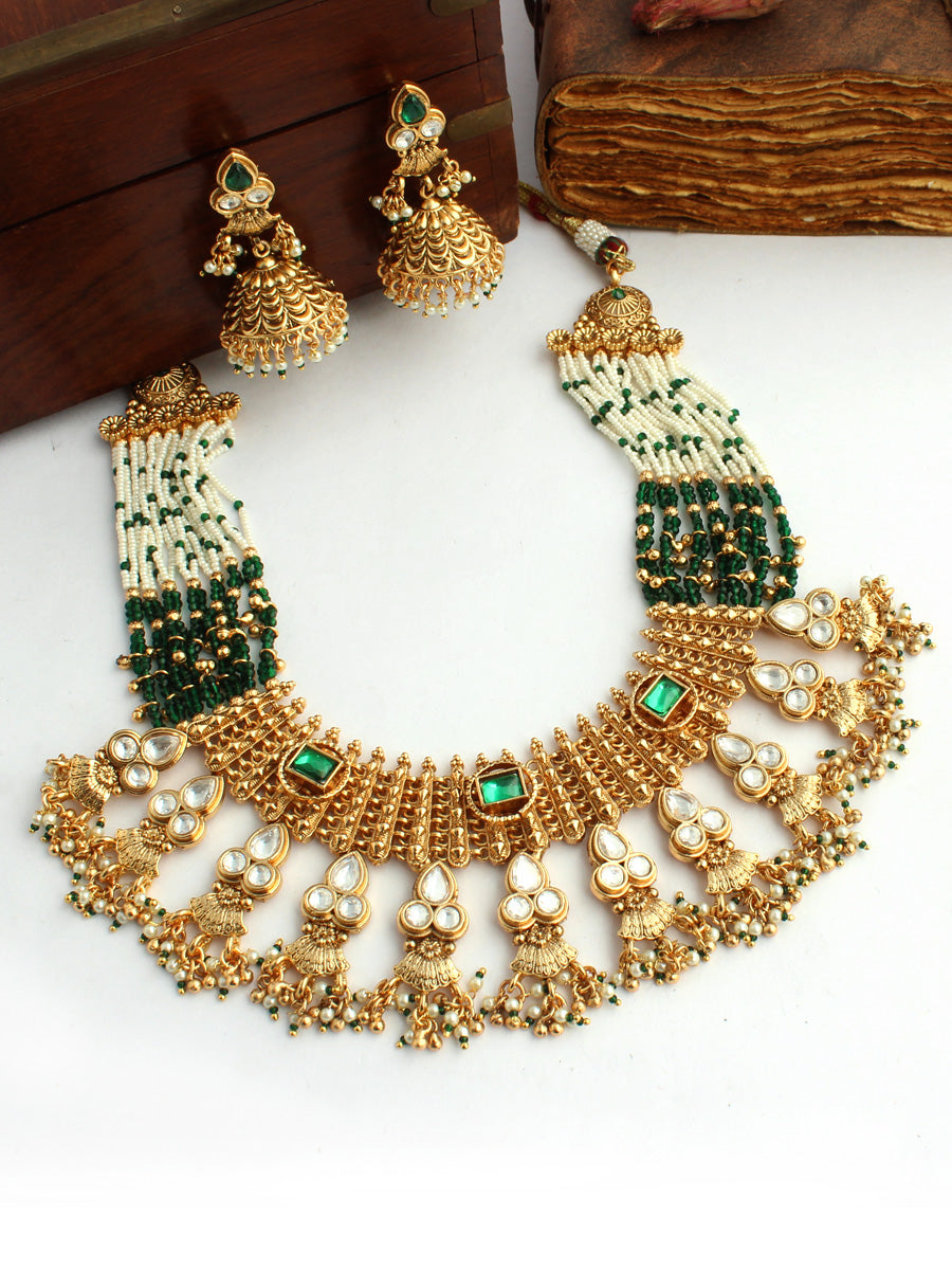 Tanvika Necklace Set-Green