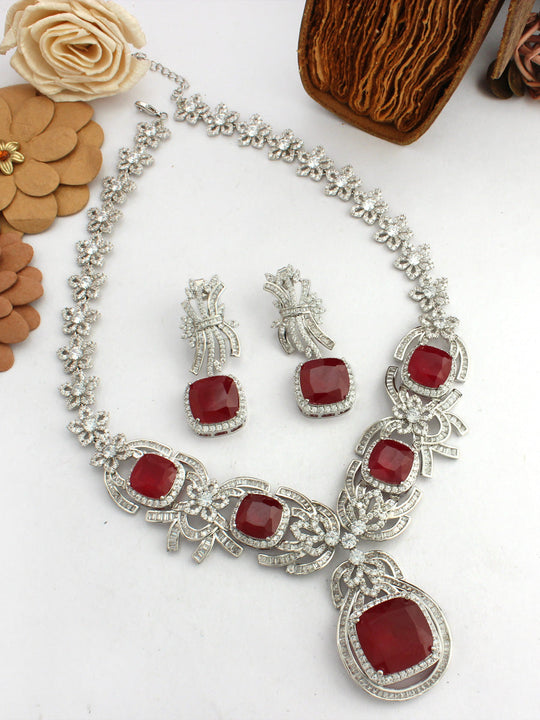 Alice Necklace Set-Maroon