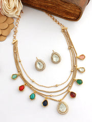 Pravya Layered Necklace Set-Multicolor