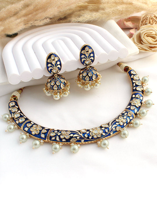 Jaipur Hasli Necklace Set-Blue