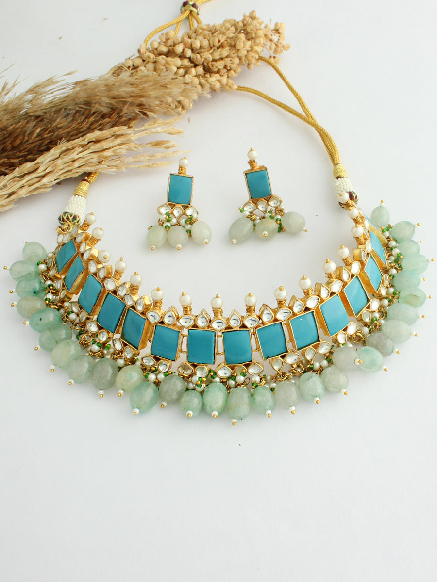 Namita Necklace Set-Turquoise