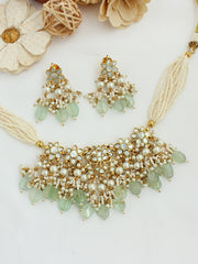 Nishvi Choker Necklace Set-Mint Green