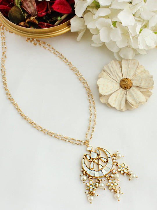 Aavya Pendant Long Necklace-Ivory