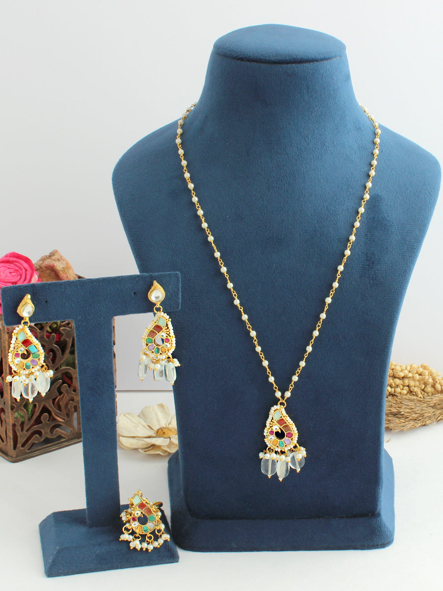 Anvita Mala Necklace Set With Ring-Multicolor