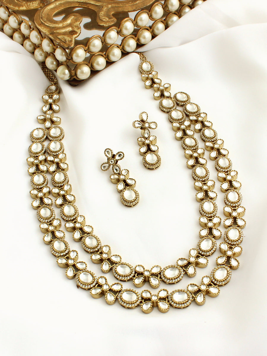 Krishvi Layered Necklace Set-White