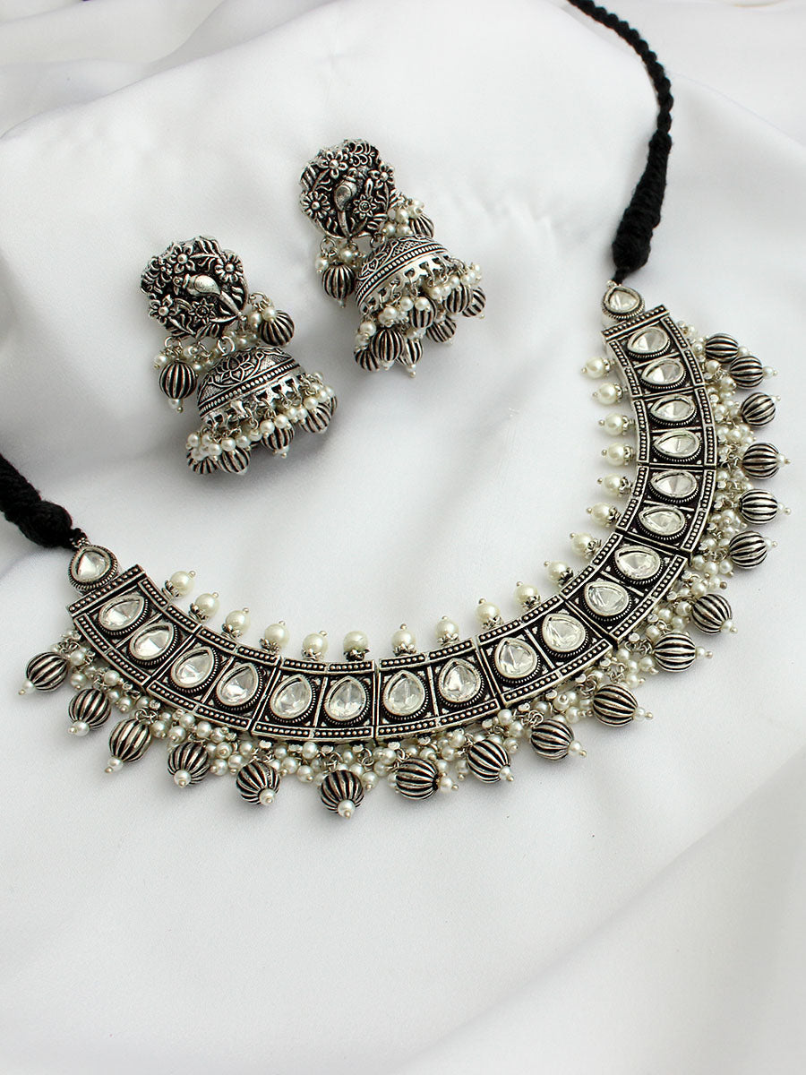 Norika Necklace Set-Antique Silver