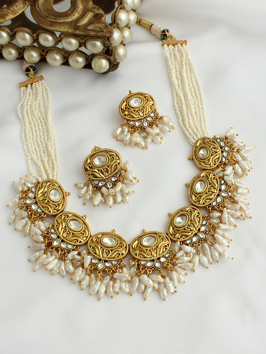 Aditri Necklace Set-White