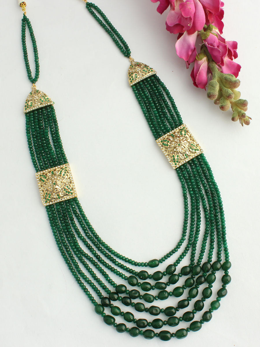 Umrao Jadau Layered Necklace-Green