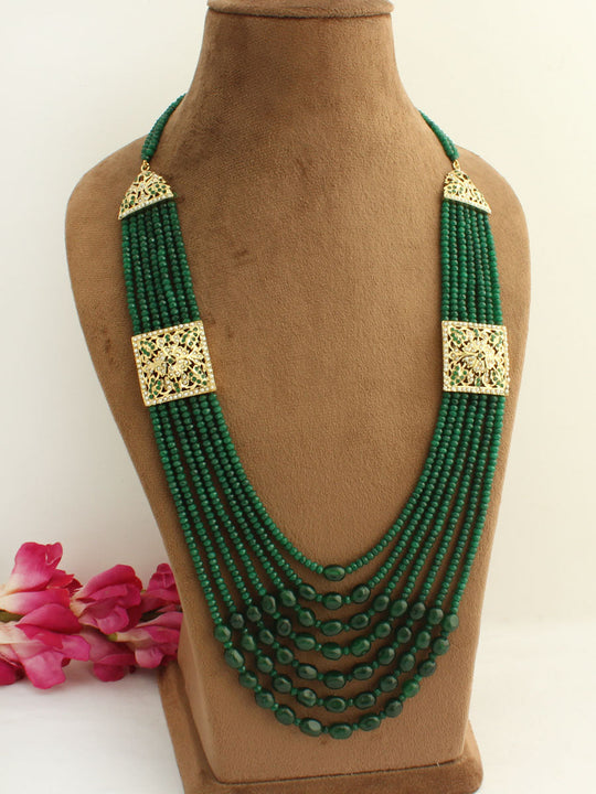 Umrao Jadau Layered Necklace-Green