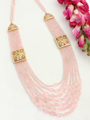 Umrao Jadau Layered Necklace-pastel Pink