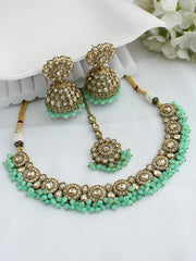 Reet Choker Necklace Set-Mint Green