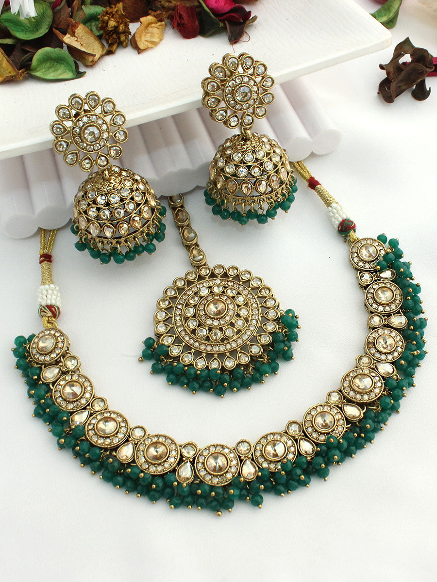 Reet Choker Necklace Set-Green