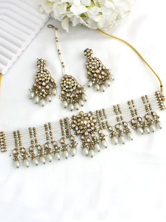 Aditi Choker Necklace set-Gold