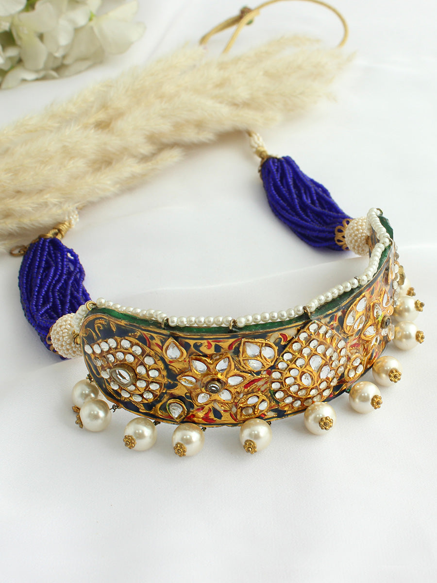 Pavitra Choker Necklace Set-Blue