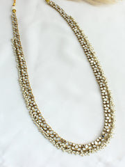 Amayra Mirror Long Mala Necklace-Pearl