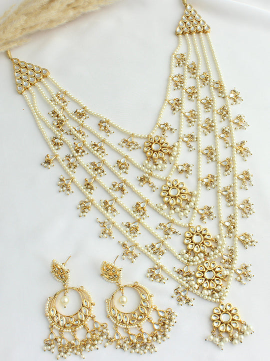 Kanak Layered Necklace Set-White