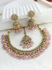 Dhruvi Choker Necklace Set-Lavender