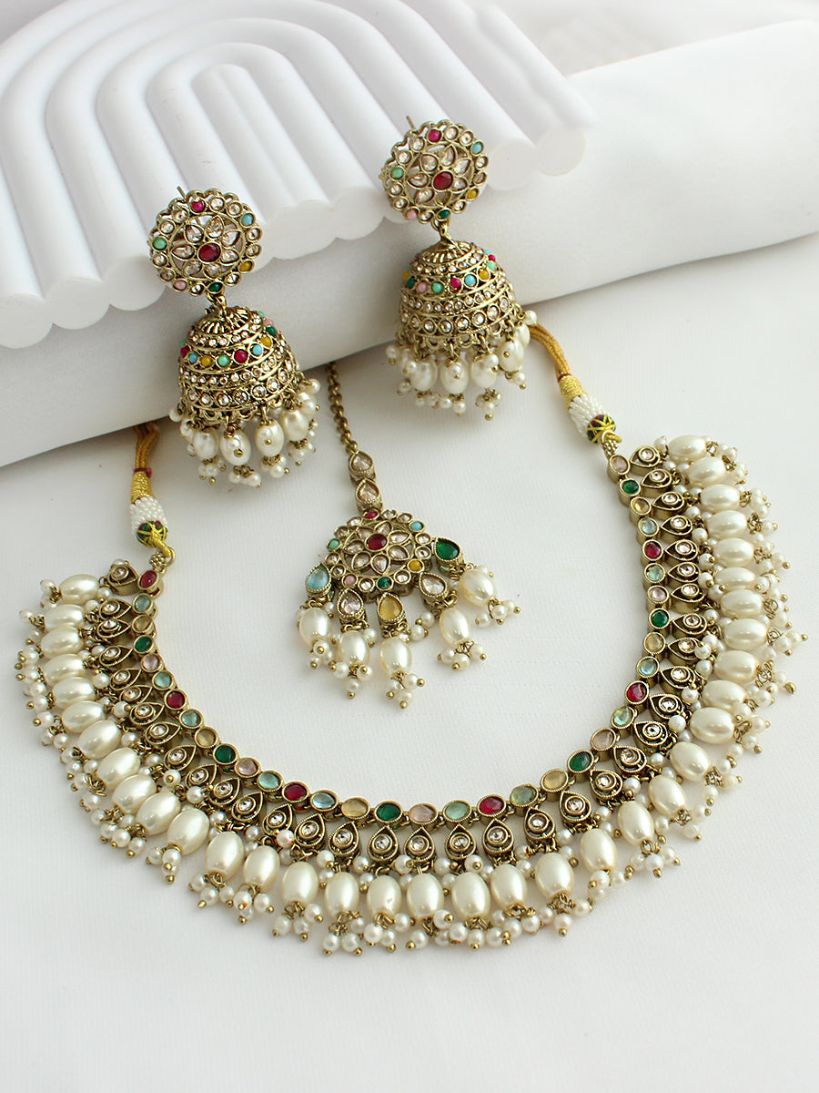 Dhruvi Choker Necklace Set-Multicolor
