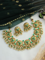 Urwa Bib Necklace Set-Green