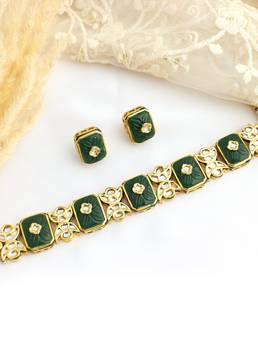 Drishti Choker Necklace Set-Green