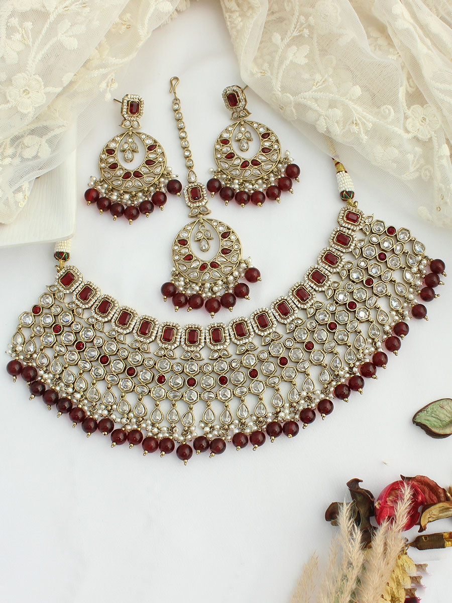 Sitashi Necklace Set-Maroon