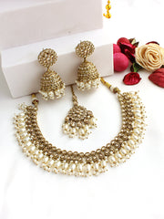 Dhruvi Choker Necklace Set-Gold