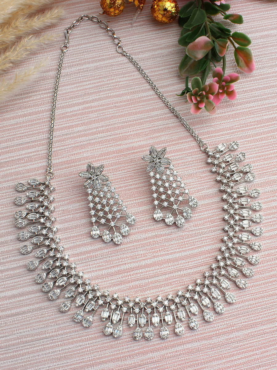 Aliza Necklace Set-Silver