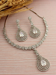 Nihika Necklace Set-Silver