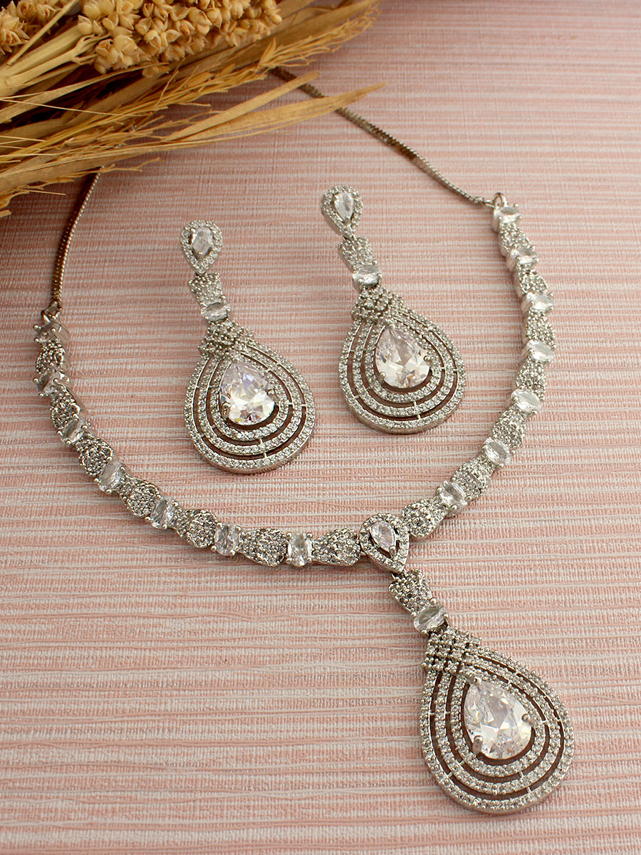 Nihika Necklace Set-Silver