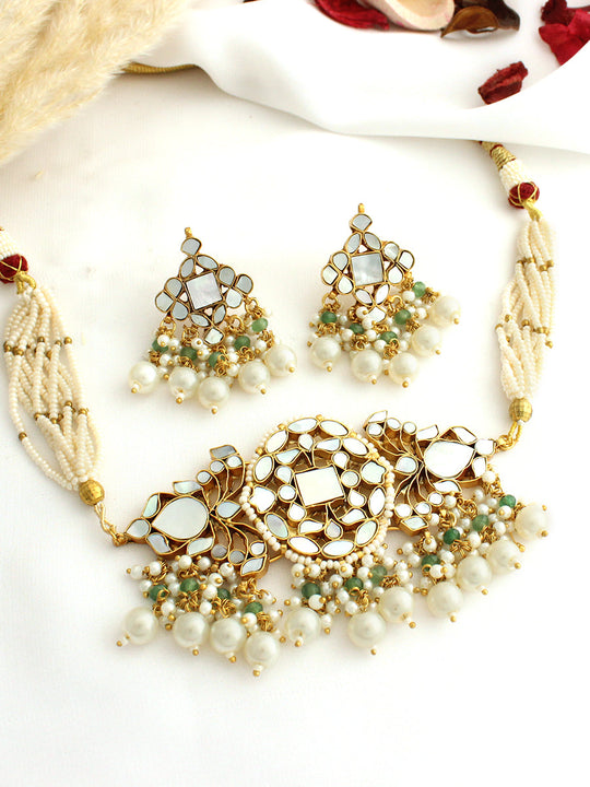 Shikha Choker Necklace Set-Ivory