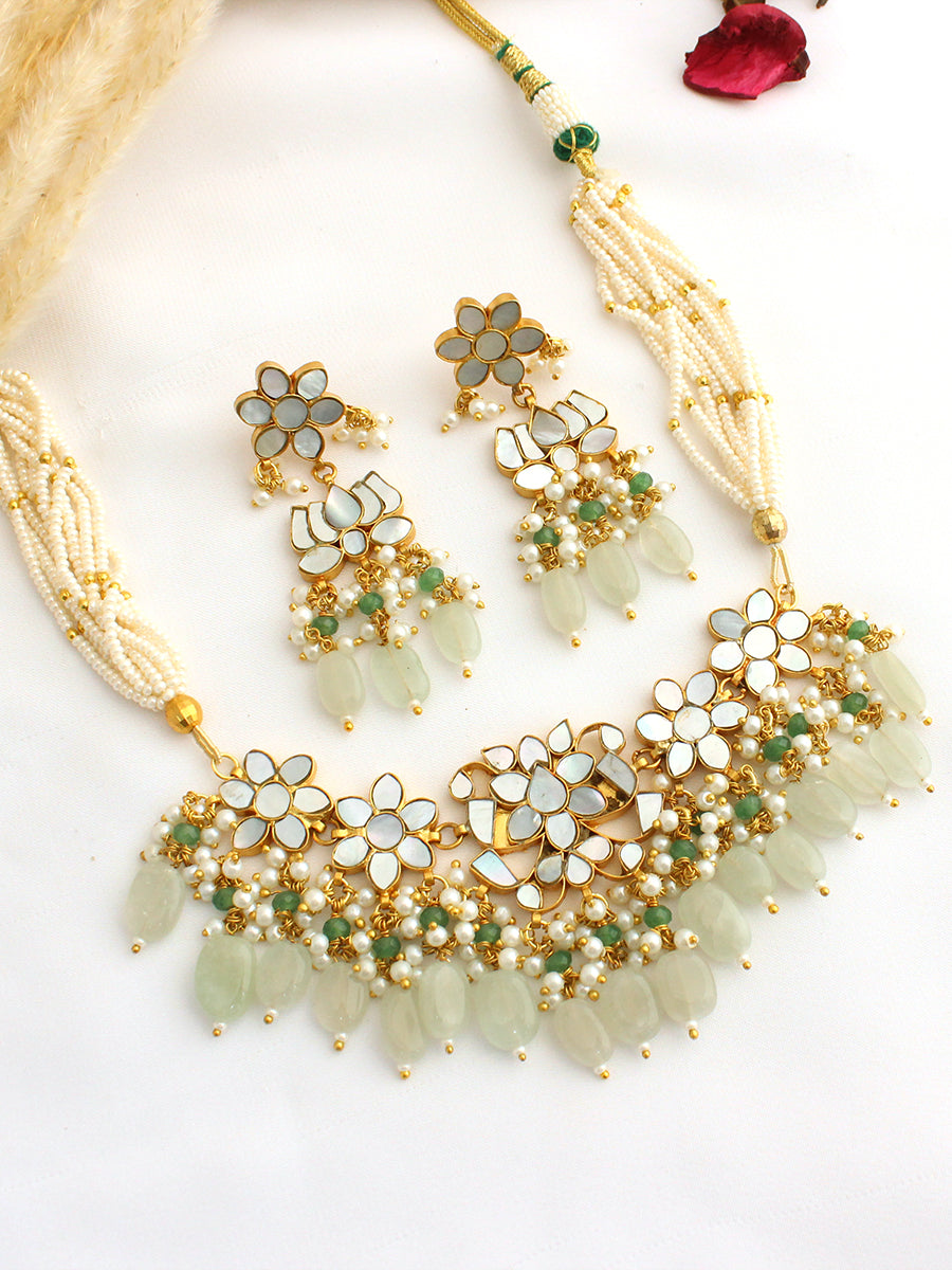 Nancy Choker Necklace Set-Mint Green