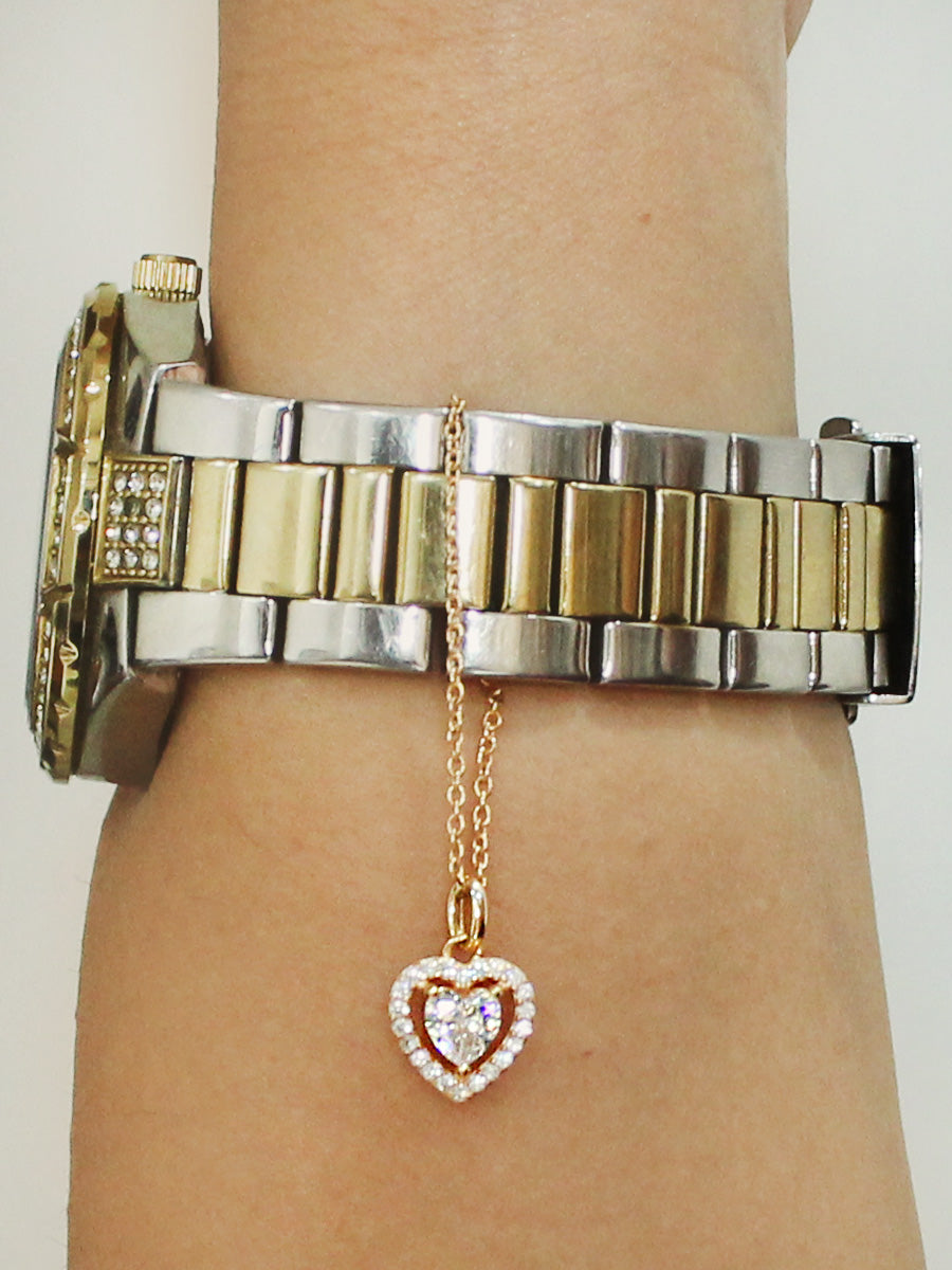 Heart Watch Charm - Golden