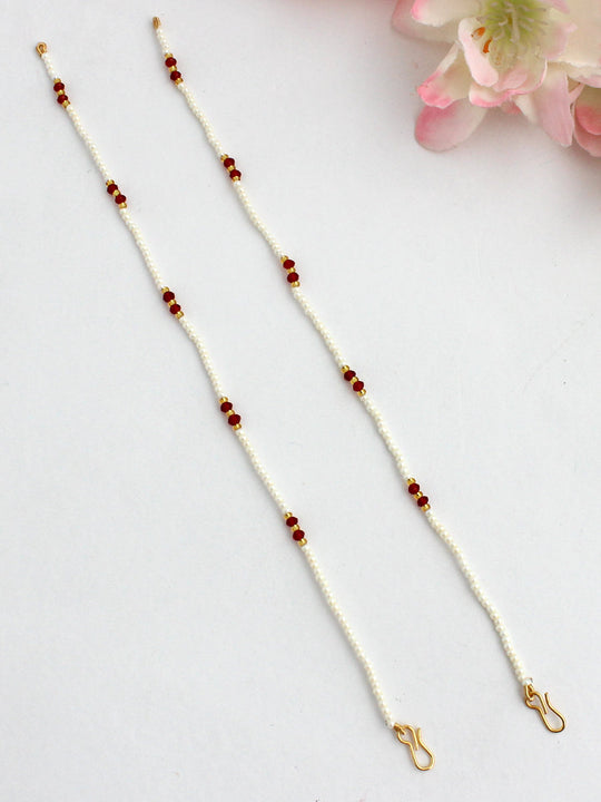 Vedika Ear Chain-Maroon