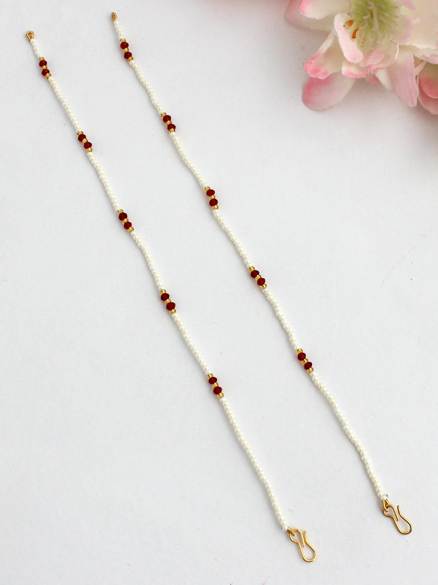 Vedika Ear Chain-Maroon